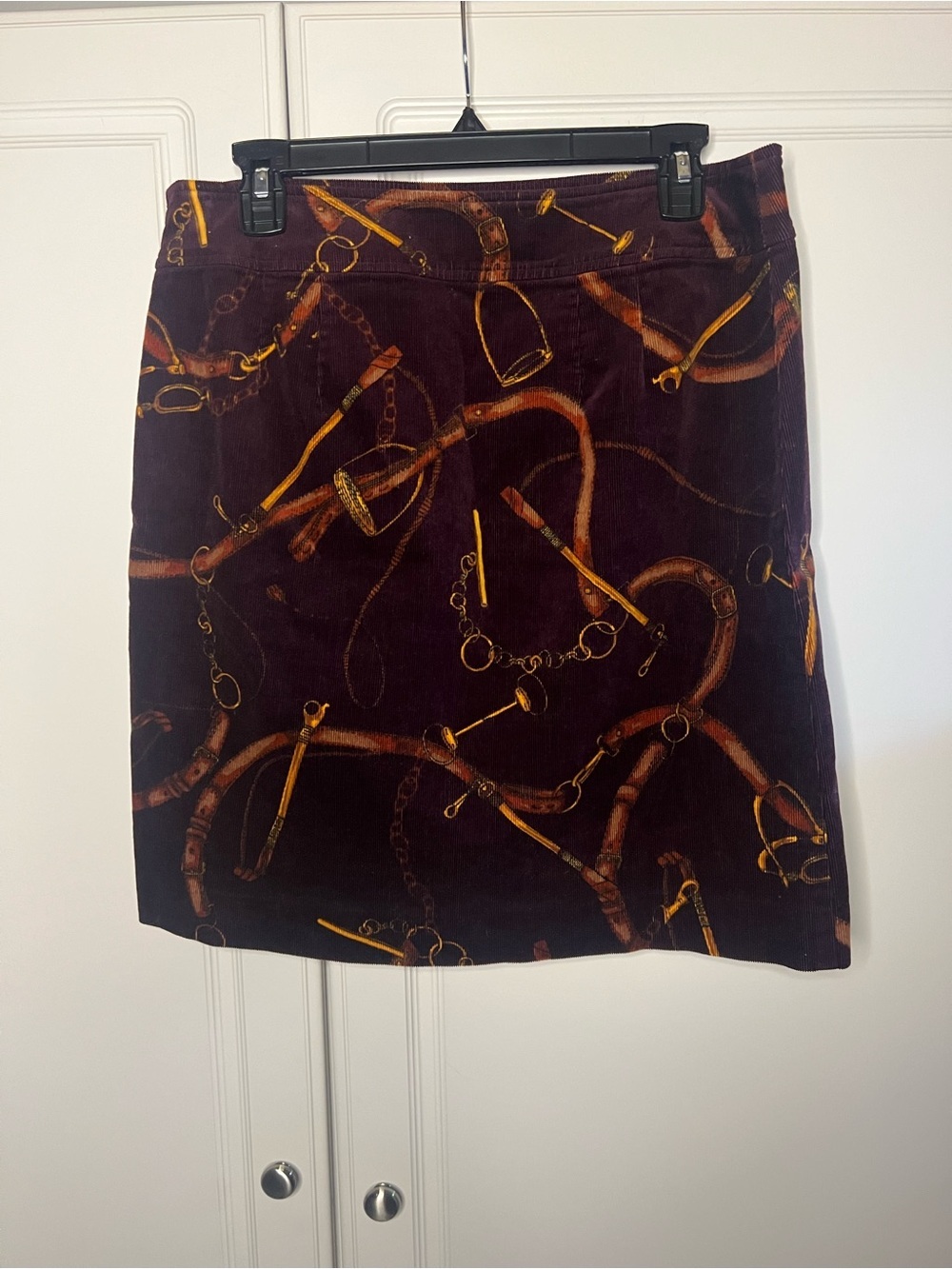 Talbots Equestrian Print Corduroy Skirt - Picture 8 of 15